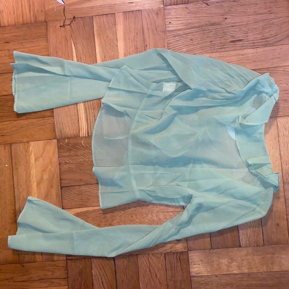 Princess Polly GYLDA LONG SLEEVE TOP GREEN XXS - Picture 1 of 3